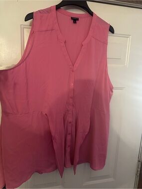 torrid Pink Sleeveless V-Neck Button-Front Blouse